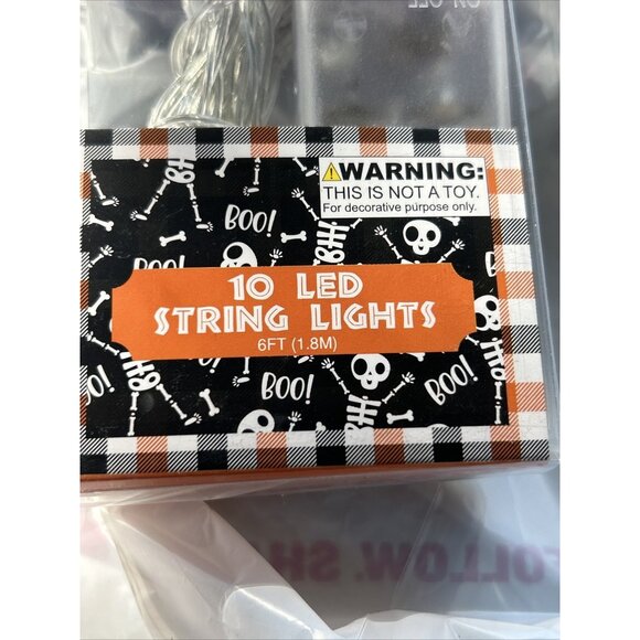 Halloween 10 Led Purple Bat String Lights Black Wire 6 Feet Battery Operated New - Picture 5 of 16